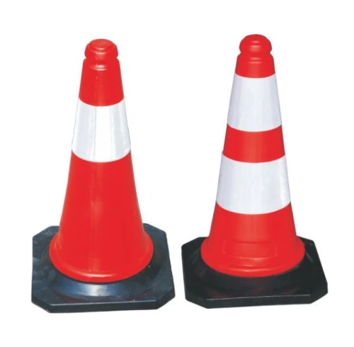 Traffic cone 750mm black rubber stand with reflective tape
